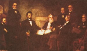 First reading Emancipation Proclamation, Lincoln and his cabinet
