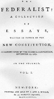 Cover page to Federalist Papers