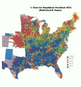 Declining Southern support for GOP, 1876 election