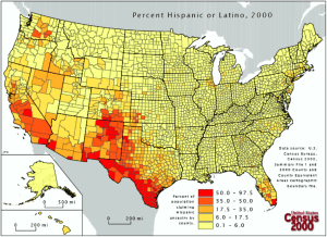 Percentage Hispanics, 2000 Census